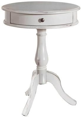 Classic Wooden Lantana 1 Drawer End Table, Antique White