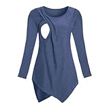 HGps8w Breastfeeding Shirts for Women Loose Long Sleeve Nursing Tunic Tops Stretchy Comfy Crew Neck Maternity Blouse