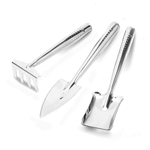 Juego de Herramientas de jardinería pequeñas, Paquete de 3, Pala de jardín, rastrillo, Juego de excavación para el hogar, Herramientas para Plantar bonsái, Pala de jardín