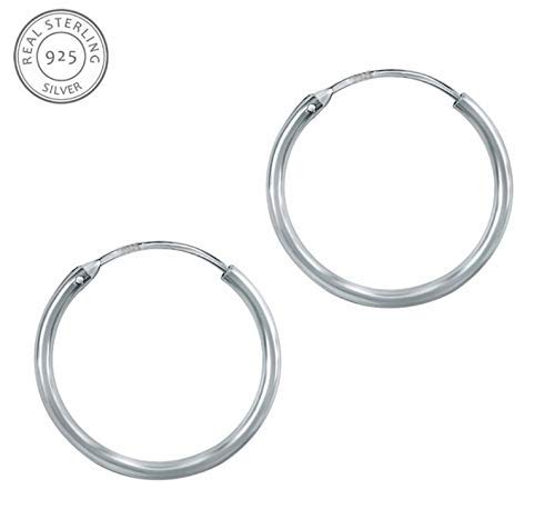 Miniatura 8 de Dark Silver Hoops for Men, Small Unisex Huggie Earrings - Sterling Silver Black Hoops - Mens Earrings - Black Earrings for him