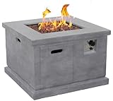 Casa Padrino Chimenea de Gas de Resina de Lujo Gris 87,6 x 87,6 x A. 65 cm - Chimenea Exterior de pie con Aspecto de hormigón - Chimenea de jardín - Chimenea de Patio - Chimenea de balcón
