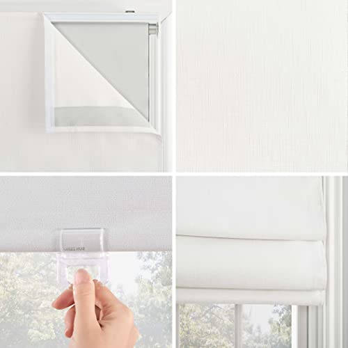 Sun Zero Seraphina Textured Total Blackout Cordless Roman Shade, 35" X 64", White #TOP2