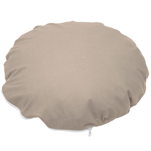 Nurtextil24 Kissenbezug Rund 80cm Ø Durchmesser Graubraun Reißverschluss Bodenkissen Sitzkissen Rundkissen Stuhlkissen 100% Baumwolle Bettkissen Sofakissen Kopfkissen Hülle Überzug