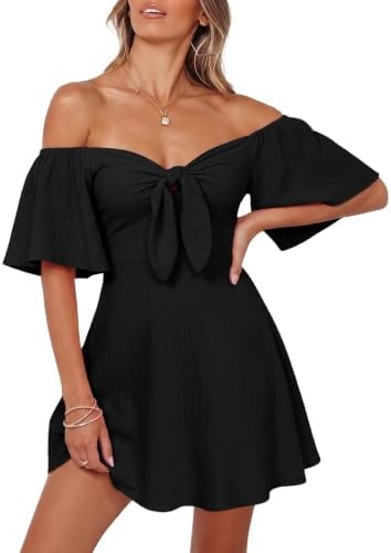 Dokotoo Womens Dresses 2026 Deep V Neck Elegant Bow tie Mini Dres...