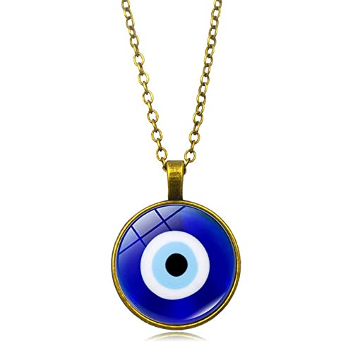 Troisième oeil collier mauvais oeil mixte pendentif oeil bleu turc chaîne 45cm ajustable en boîte