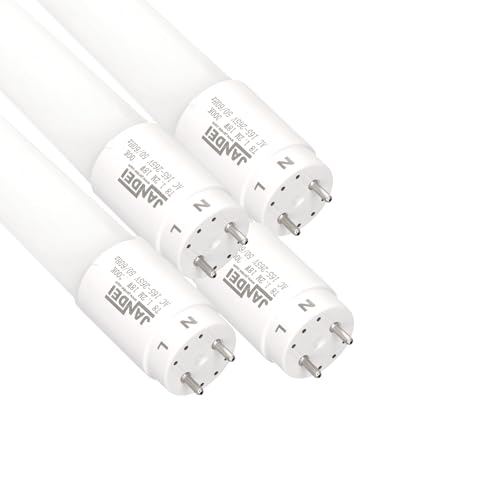 Jandei - Pack 4 Tubo LED 120cm 18W, Blanco Frío 6000K, 2160 Lúmenes, Standard T8 Conector G13, Reemplaza Neón Fluorescente 36W, Iluminación de Oficinas, Pasillos, Garajes, Conexión 1 Lado