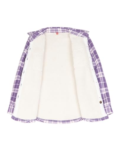 Image of ThCreasa Boys Sherpa Lined Plaid Button Shirt Jacket