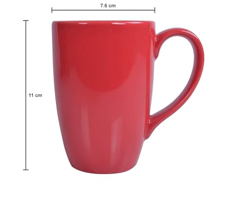 Image of Red and Brown Porcelain 285 ml Coffee /Tea Mug Piece Microwave Oven and Dishwasher Safe, for Hot /Cold Coffee, Milk, Tea, (Brown and RED)