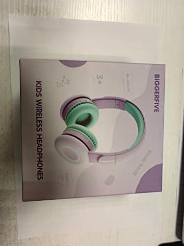 BIGGERFIVE Bezprzewodowe słuchawki dla dzieci, 7 kolorowych świateł LED, słuchawki Bluetooth dla dzieci z mikrofonem, 85 dB/94 dB ograniczona głośność, składane heafony na ucho dla dzieci, chłopców,