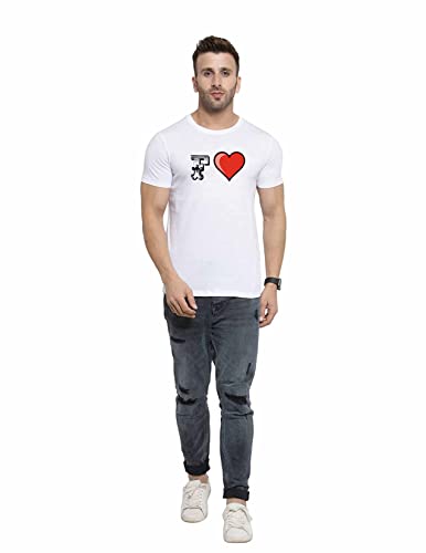 Image of Love Printed T-Shirt for Men and Women Alphabet with Love Heart Graphic Printed T-Shirt Half Sleeve T-Shirt