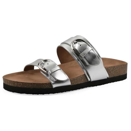 Image of WHITE MOUNTAIN Women's Hardball Double-Buckle Signature Comfort-Molded Footbed Sandal