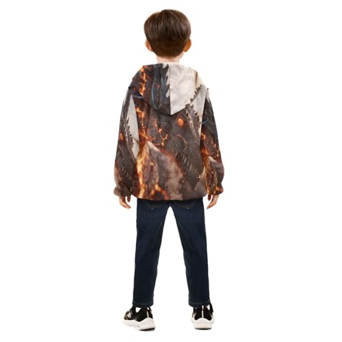 Fiery Dragon with Glowing Scales Toddler Fleece Jacket Girl Boys Hooded Fleece Jacket Coat Warm Outwear Zip-up 3-10T4