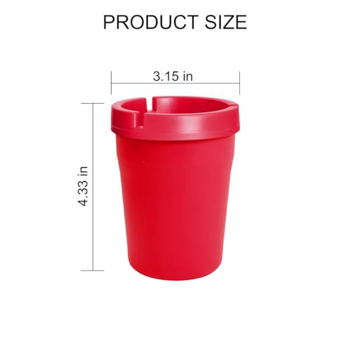 Image of Mandark Car Ashtray, 2PCS Smokeless Self-Extinguishing Vehicle Cigarette Trash Can, Smellproof Portable Automotive Ash Holder Organizer, Universal for Truck Home Office (Red)