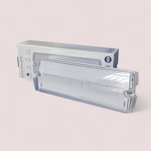 AuctionZ IP65 Emergency Bulkhead Light Energy Efficient 4.5W Maintained & Non-Maintained Fire Safety Exit Sign with 3hr Battery Backup Ceiling & Wall Mounted Emergency Light Ideal for Hospitals