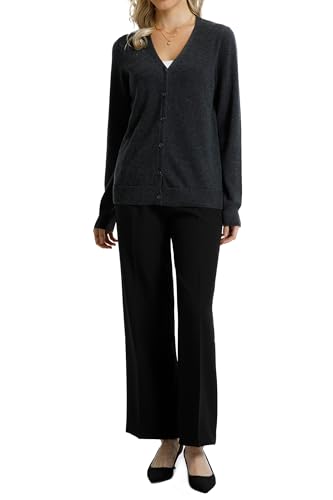 Image of QUALFORT Women's 100% Cotton Lightweight Cardigans Long Sleeve Knitted Button Down Sweater