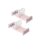 AP LAB 【スカートハンガー クリップ付き】 すべらない ズボンハンガー 防サビ加工済み ズボン スカート スラックス に使える 型崩れ防止 洗濯から収納まで (ピンク 10本セット)