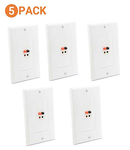 Plaque murale haut-parleur Diytech blanc lot de 5 pour câble d'enceinte