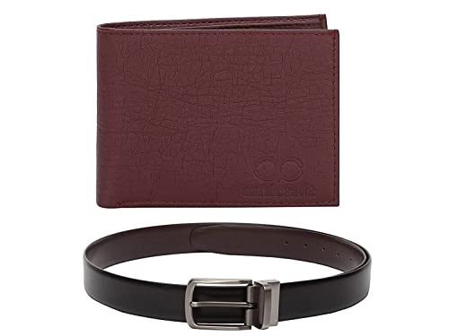 Image of Amicraft PU Leather Men's Combo Pack Of Wallet & Reversible Belt Gift Set