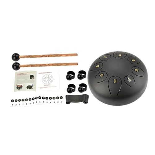 Instrumento de percusión mano tipo hand pan negro grande portátil miniatura 1