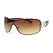 SA106 Womens Elegant Rimless Shield Wrap Luxury Designer Sunglasses (gold brown)