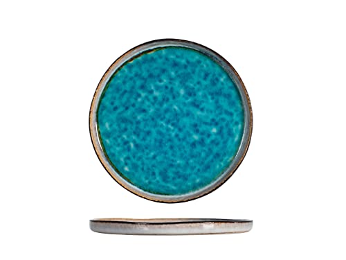H&H 9064803 Piatto Frutta Teide, Stoneware, Azzurro, 21 Cm