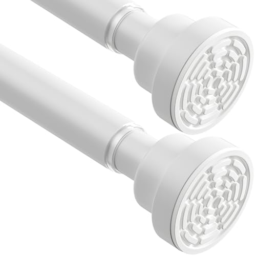 Image of Tension Curtain Rod 30 To 76 Inch White Tension Rods Adjustable Spring Loaded Curtain Rods 7 /8 inch Curtains Rods No Drilling Tension Rods For Windows Bedroom Closet Doorway Door 2pcs