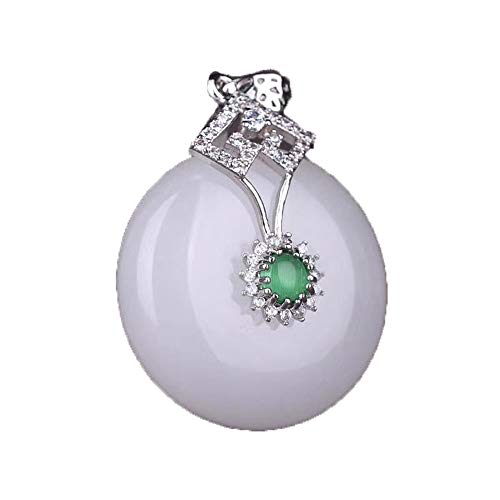Pendentif boucle de paix jade blanc collier argent 925 or de soie rétro nostalgique