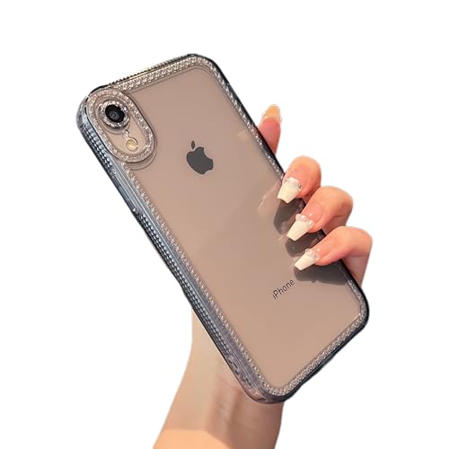 Coque iPhone XR transparente pailletée en silicone TPU souple gris pour femme