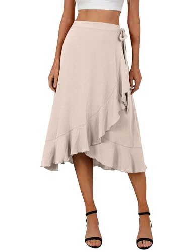 Women's Ruffle Wrap High Waist Long Skirt