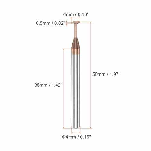 Image of HARFINGTON T Slot End Mill Milling Cutter 4mm Cutting 0.5mm Depth 4mm Shank Solid Carbide Titanium Coated 4 Flutes for Stainless Steel Alloy