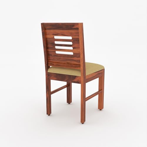 Image of Solid Sheesham Wood Dining Table Set of 4| Wooden 4 Seater Dining Table with 4 Chairs with Cushion|Wood Dining Table & Chairs for Home, Restaurant, Cafe, Dining Room | Honey Finish
