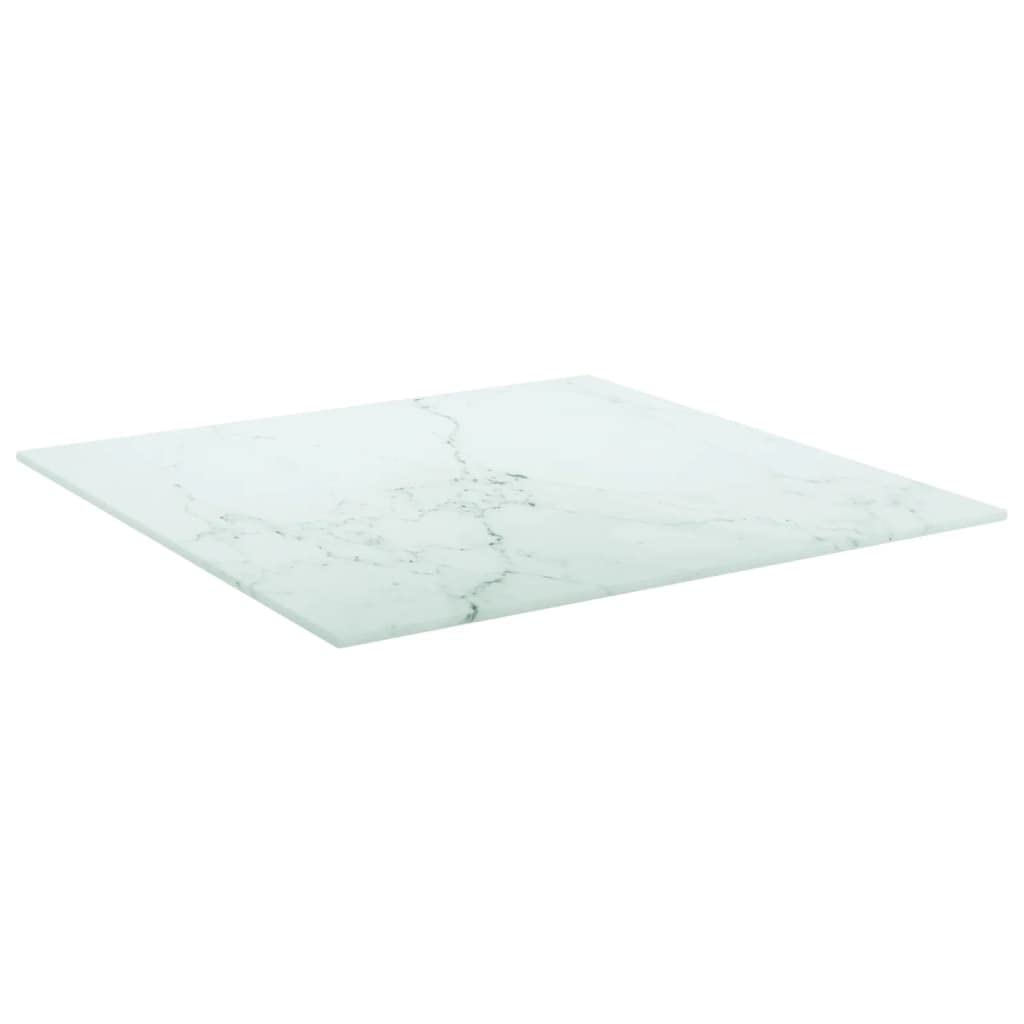 Piano tavolo 50 x 50 cm in vetro temperato 6 mm effetto marmo bianco, piano tavolo da pranzo moderno per tavolino da caffè, tavolino e balcone, vetro robusto per cucina, soggiorno e giardino