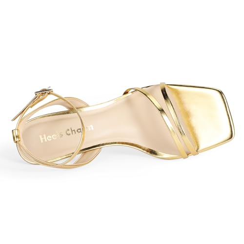 Heels Charm Women's Stiletto Heeled Sandals 2.95 Inches Open Toe Square Toe Two Straps Ankle Strap Strappy High Heel Sandal Dress Dancing Sandals Daily Work Party Wedding Shoes3