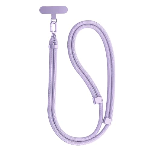 MORSUNBELA cordon telephone portable, cordon téléphone, chaine telephone portable, réglable de 40 cm à 80 cm tour de cou téléphone, pour voyages, l'extérieur - violet