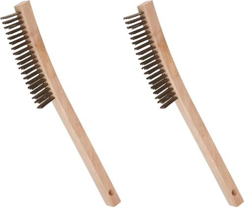 Image of Weiler 44054 Hand Wire Scratch Brush, .012 Stainless Steel Fill, Curved Handle, 3 X 19 Rows (Pack of 2)