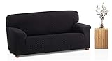 Bartali Funda de sofá elástica Olivia, 50% poliéster, 45% algodón, 5% elastómero, negro, Tamaño 3 plazas (de 160 a 210 cm)