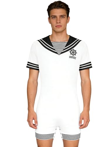 Tenue de Nuit Marin Homme : pyjama combinaison manches courtes ultra léger