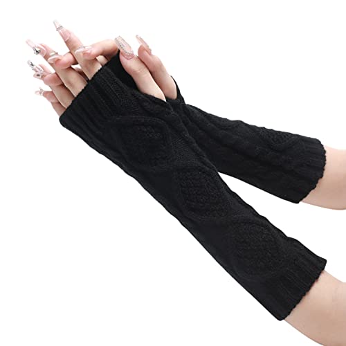 Qvkarw Luvas de inverno para mulheres luvas quentes à prova de vento elásticas para mensagens pretas