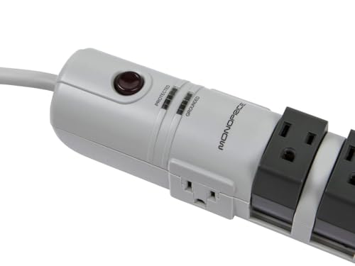 Protector eléctrico Monoprice 8 tomas rotativo con protección de sobretensión de 2160 joules color gris miniatura 4