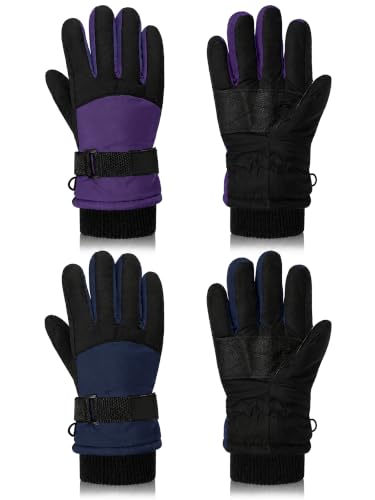 Image of SATINIOR 2 Pairs Kids Winter Snow Gloves Ski Mitten