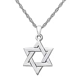 925 Sterling Silver Jewish Star of David Necklace with Rope Chain 18" - Interlocking Magen David Pen