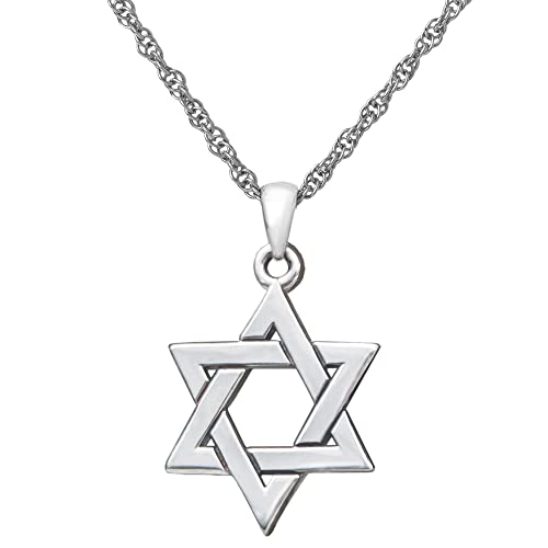 925 Sterling Silver Jewish Star of David Necklace with Rope Chain 18" / Interlocking Magen David Pendant/Handmade Jewelry for Men Women/Estrella de David/Ancient Amulet