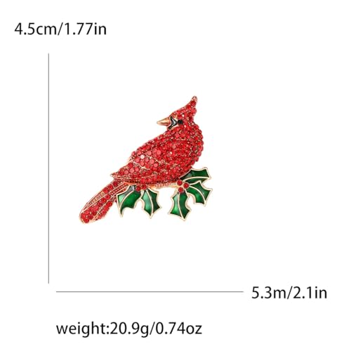Image of KKAMAGI Retro Style Cardinal Large Brooch Rhinestone Red Bird Pins for Women Accessories