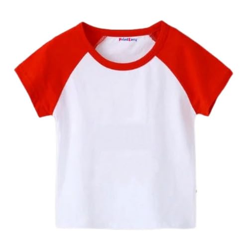 Image of PrintEasy� Kids Plain Cotton Round Neck Short Sleeves Unisex White T-Shirt for Boys & Girls