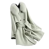 cappotto alpaca rosso Design: questo lungo cappotto di lana è elegante con revers dentellati, giacca doppiopetto, polsini a 4 bottoni e un'ampia cintura rimovibile; 2 tasche oblique possono trasportare i tuoi oggetti essenziali