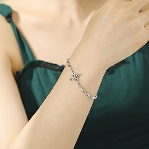 kkjoy Witches Knot Bracelet Stainless Steel Pagan Wiccan Symbol Magic Knot 4-Pointed Celtic Knot Witchcraft Bracelet for Women2