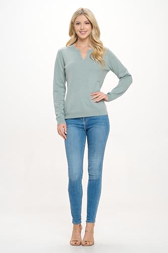Image of Women's 100% Cashmere Soft Long Sleeve V Neck Crew Neck Sweater