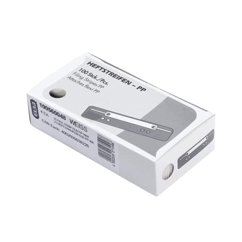 Elba Heftstreifen aus Kunststoff, 150x35mm, weiss, 100 Stück