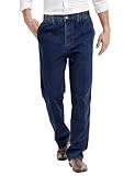 IDEALSANXUN Mens Elastic Waist Pants Casual Relaxed Fit Stretch Waist Denim Jeans, Dark Blue, 38x28