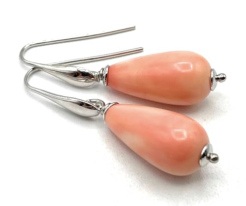 Boucles d'oreilles corail rose et argent 925 le cadeau d'anniversaire idéal pour elle